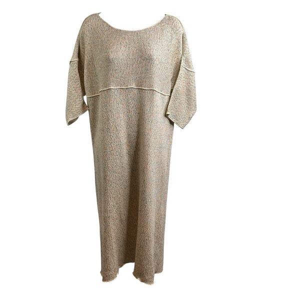 Vintage Mrs. H. Winter Beige Silk Knit Sweater Dress Size S Timeless‎ Chic Retro - Picture 1 of 9